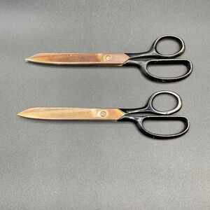 Pair of Rusty Vintage Stainless Steel Black Handled Numbered Shears Scissors